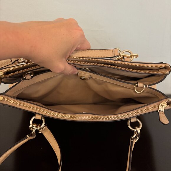 Coach Christie Carryall Tan Crossgrain Leather Satchel - Picture 10 of 13